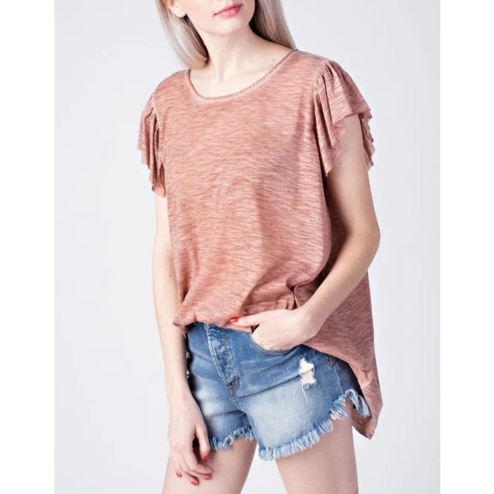 Mittoshop Flutter Sleeve Blouse in Warm Rust